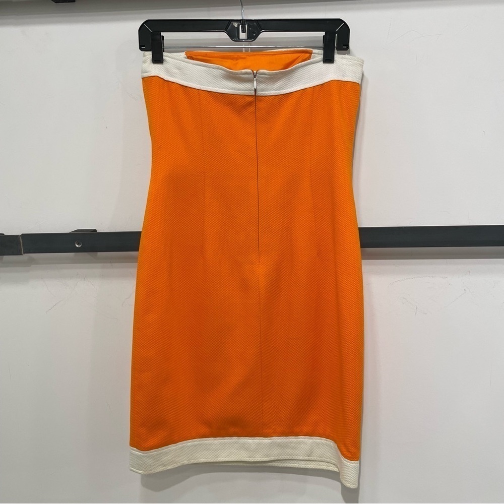 David Meister Strapless Retro Orange White Dress - Picture 7 of 13